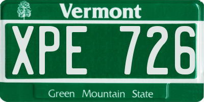 VT license plate XPE726