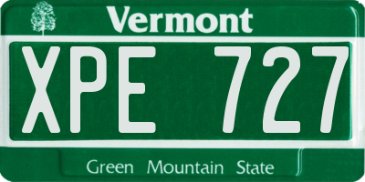 VT license plate XPE727