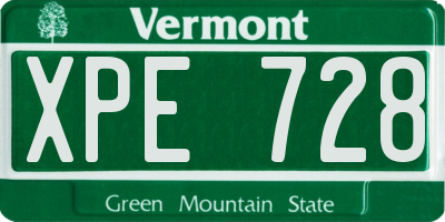 VT license plate XPE728