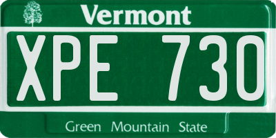 VT license plate XPE730