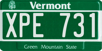 VT license plate XPE731