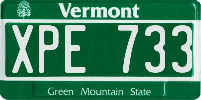 VT license plate XPE733