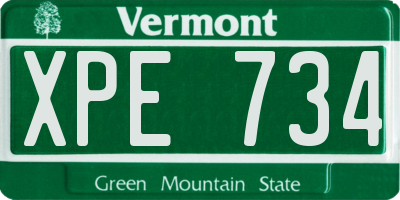 VT license plate XPE734
