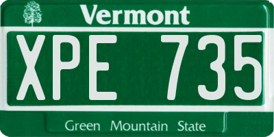 VT license plate XPE735
