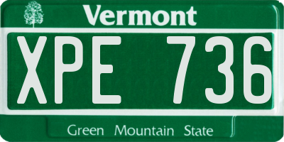 VT license plate XPE736