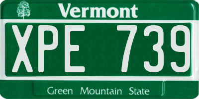 VT license plate XPE739