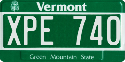 VT license plate XPE740