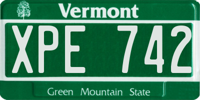 VT license plate XPE742