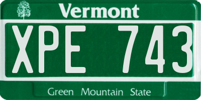 VT license plate XPE743