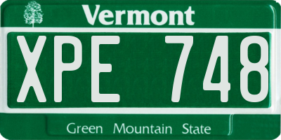 VT license plate XPE748