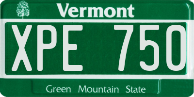 VT license plate XPE750
