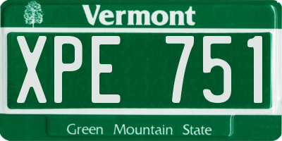 VT license plate XPE751