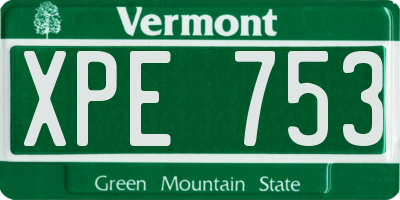 VT license plate XPE753