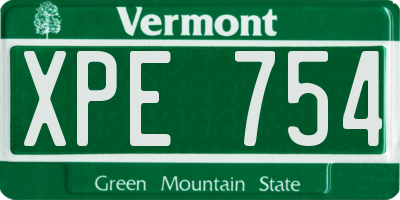 VT license plate XPE754