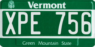 VT license plate XPE756