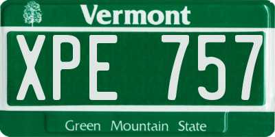 VT license plate XPE757