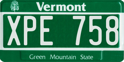 VT license plate XPE758