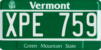 VT license plate XPE759