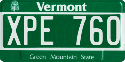VT license plate XPE760
