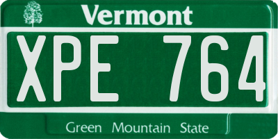 VT license plate XPE764