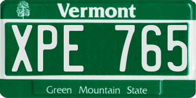 VT license plate XPE765