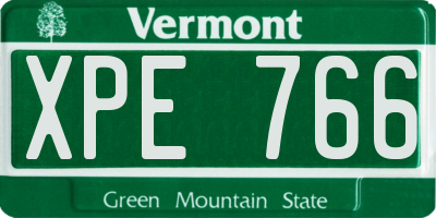 VT license plate XPE766