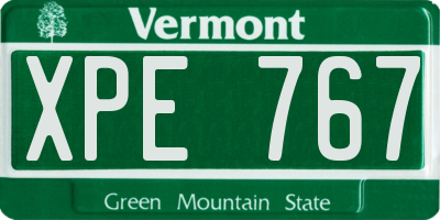 VT license plate XPE767