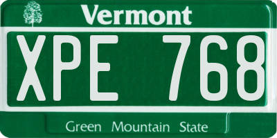 VT license plate XPE768