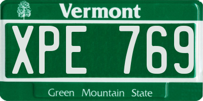 VT license plate XPE769
