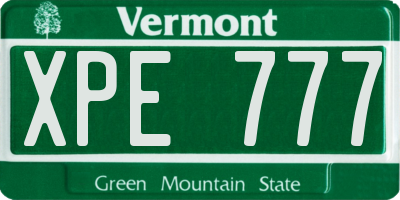VT license plate XPE777