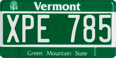 VT license plate XPE785
