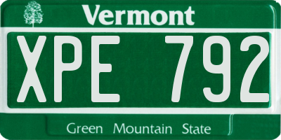 VT license plate XPE792