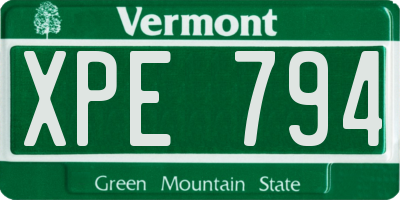 VT license plate XPE794