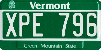 VT license plate XPE796