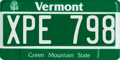 VT license plate XPE798