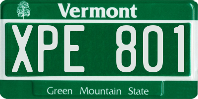VT license plate XPE801
