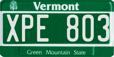 VT license plate XPE803