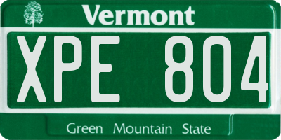 VT license plate XPE804