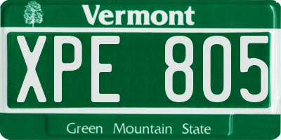 VT license plate XPE805