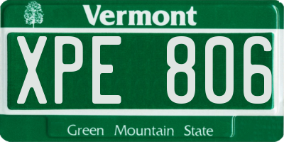 VT license plate XPE806