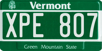 VT license plate XPE807