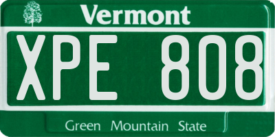 VT license plate XPE808