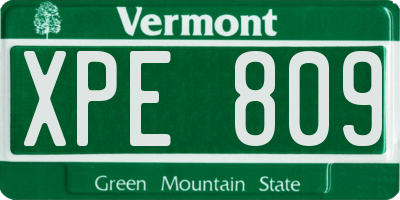 VT license plate XPE809