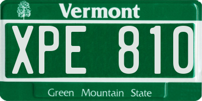 VT license plate XPE810