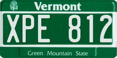 VT license plate XPE812