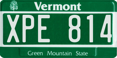 VT license plate XPE814