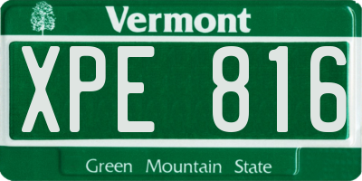 VT license plate XPE816