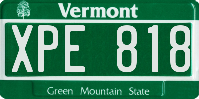 VT license plate XPE818