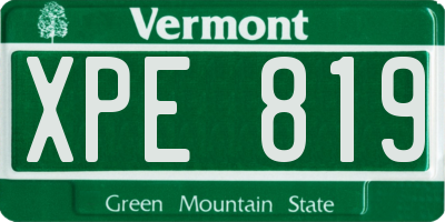 VT license plate XPE819