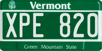 VT license plate XPE820